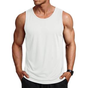 image:imageMAGCOMSEN Mens Sleeveless Shirts Quick Dry Workout Tank Tops UPF 50 Athletic Gym Muscle Shirts for SummerWhite