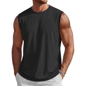 image:imageMAGCOMSEN Mens Tank Tops Workout Gym Sleeveless Shirts UPF 80 Moisture Wicking Summer Muscle Shirt for BodybuildingBlack