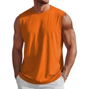 image:imageMAGCOMSEN Mens Tank Tops Workout Gym Sleeveless Shirts UPF 80 Moisture Wicking Summer Muscle Shirt for BodybuildingOrange