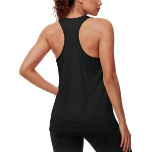 image:imageMAGCOMSEN Tank Tops for Women Workout Racerback Sleeveless Racer Back Tops Athletic Yoga Running Gym Muscle Pilates TankBlack