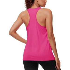 image:imageMAGCOMSEN Tank Tops for Women Workout Racerback Sleeveless Racer Back Tops Athletic Yoga Running Gym Muscle Pilates TankRose Red