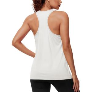 image:imageMAGCOMSEN Tank Tops for Women Workout Racerback Sleeveless Racer Back Tops Athletic Yoga Running Gym Muscle Pilates TankWhite