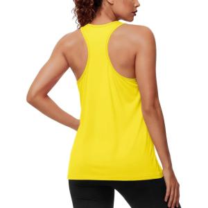 image:imageMAGCOMSEN Tank Tops for Women Workout Racerback Sleeveless Racer Back Tops Athletic Yoga Running Gym Muscle Pilates TankYellow