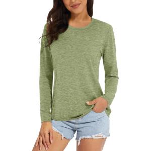 image:imageMAGCOMSEN Womens Sun Shirts SPF Long Sleeve Workout Tops Athletic UV Protection UPF 80 Quick Dry T ShirtGreen