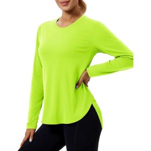 image:imageMAGCOMSEN Womens UPF 50 Sun Shirts Long Sleeve UV Protection Shirt Quick Dry Lightweight Workout Athletic Hiking TopsFluorescent Green