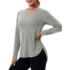 image:imageMAGCOMSEN Womens UPF 50 Sun Shirts Long Sleeve UV Protection Shirt Quick Dry Lightweight Workout Athletic Hiking TopsLightgrey