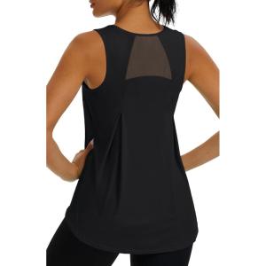 image:imageMAGCOMSEN Womens Workout Tank Tops Athletic Mesh Sleeveless Quick Dry Cooling Moisture Wicking Top for Running Gym YogaBlack