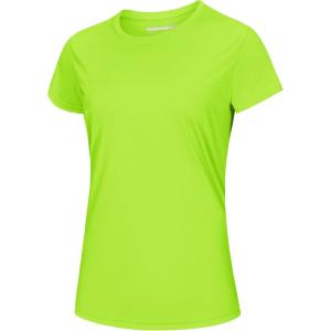 image:imageMAGCOMSEN Womens Workout Tops Short Sleeve Shirts UPF 50 Quick Dry Athletic Sun Protection Rash Guard for Women02fluorescent Green