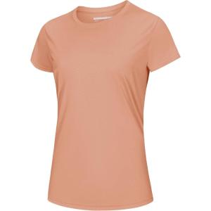 image:imageMAGCOMSEN Womens Workout Tops Short Sleeve Shirts UPF 50 Quick Dry Athletic Sun Protection Rash Guard for WomenApricot