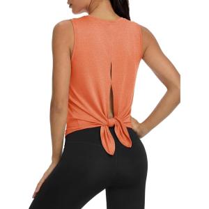 image:imageMAGCOMSEN Workout Tank Tops Woman Summer Open Back Yoga Athletic Shirts Sleeveless Tie Back Loose Fit Gym Muscle TankOrange
