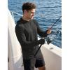 image:imageMAGCOMSEN Mens UPF 50 Sun Protection Hoodies Quick Dry Long Sleeve Rash Guard Lightweight Hoodie Shirt Fishing RunningBlack