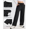 image:imageMAGCOMSEN Womens Sherpa Lined Sweatpants Wide Leg Warm Winter Pants Thermal Baggy Fleece Sweat Pants with PocketsBlack