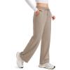 image:imageMAGCOMSEN Womens Sherpa Lined Sweatpants Wide Leg Warm Winter Pants Thermal Baggy Fleece Sweat Pants with PocketsCoffee Grey