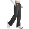 image:imageMAGCOMSEN Womens Sherpa Lined Sweatpants Wide Leg Warm Winter Pants Thermal Baggy Fleece Sweat Pants with PocketsGray