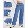 image:imageMAGCOMSEN Womens Sherpa Lined Sweatpants Wide Leg Warm Winter Pants Thermal Baggy Fleece Sweat Pants with PocketsGrey Blue