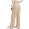 image:imageMAGCOMSEN Womens Sherpa Lined Sweatpants Wide Leg Warm Winter Pants Thermal Baggy Fleece Sweat Pants with PocketsKhaki