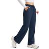 image:imageMAGCOMSEN Womens Sherpa Lined Sweatpants Wide Leg Warm Winter Pants Thermal Baggy Fleece Sweat Pants with PocketsNavy