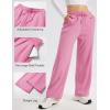 image:imageMAGCOMSEN Womens Sherpa Lined Sweatpants Wide Leg Warm Winter Pants Thermal Baggy Fleece Sweat Pants with PocketsPink