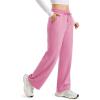 image:imageMAGCOMSEN Womens Sherpa Lined Sweatpants Wide Leg Warm Winter Pants Thermal Baggy Fleece Sweat Pants with PocketsPink