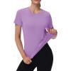 image:imageMAGCOMSEN Womens Workout Tops Short Sleeve Shirts UPF 50 Quick Dry Athletic Sun Protection Rash Guard for WomenGrey Pruple