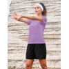 image:imageMAGCOMSEN Womens Workout Tops Short Sleeve Shirts UPF 50 Quick Dry Athletic Sun Protection Rash Guard for WomenGrey Pruple