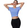 image:imageMAGCOMSEN Womens Workout Tops Short Sleeve Shirts UPF 50 Quick Dry Athletic Sun Protection Rash Guard for WomenLight Blue
