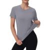 image:imageMAGCOMSEN Womens Workout Tops Short Sleeve Shirts UPF 50 Quick Dry Athletic Sun Protection Rash Guard for WomenLight Gery