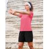 image:imageMAGCOMSEN Womens Workout Tops Short Sleeve Shirts UPF 50 Quick Dry Athletic Sun Protection Rash Guard for WomenRose