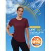 image:imageMAGCOMSEN Womens Workout Tops Short Sleeve Shirts UPF 50 Quick Dry Athletic Sun Protection Rash Guard for WomenWine