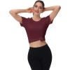 image:imageMAGCOMSEN Womens Workout Tops Short Sleeve Shirts UPF 50 Quick Dry Athletic Sun Protection Rash Guard for WomenWine