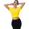 image:imageMAGCOMSEN Womens Workout Tops Short Sleeve Shirts UPF 50 Quick Dry Athletic Sun Protection Rash Guard for WomenYellow