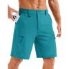 image:imageMAGCOMSEN Mens Hiking Cargo Shorts Quick Dry Lightweight 9 Golf Shorts Summer Casual Work Outdoor with 5 Zipper PocketsLake Blue