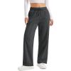image:imageMAGCOMSEN Womens Sherpa Lined Sweatpants Wide Leg Warm Winter Pants Thermal Baggy Fleece Sweat Pants with PocketsGray