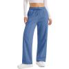 image:imageMAGCOMSEN Womens Sherpa Lined Sweatpants Wide Leg Warm Winter Pants Thermal Baggy Fleece Sweat Pants with PocketsGrey Blue