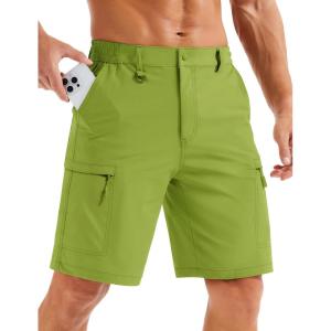 image:imageMAGCOMSEN Mens Hiking Cargo Shorts Quick Dry Lightweight 9 Golf Shorts Summer Casual Work Outdoor with 5 Zipper PocketsFruit Green