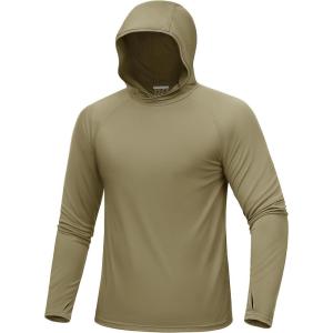 image:imageMAGCOMSEN Mens UPF 50 Sun Protection Hoodies Quick Dry Long Sleeve Rash Guard Lightweight Hoodie Shirt Fishing RunningDullcyan