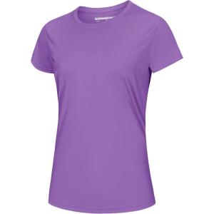 image:imageMAGCOMSEN Womens Workout Tops Short Sleeve Shirts UPF 50 Quick Dry Athletic Sun Protection Rash Guard for WomenLight Purple