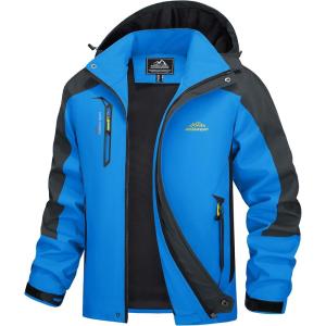 image:imageMAGCOMSEN Mens Waterproof Rain Jacket with Hood Windbreaker 4 Pockets Raincoat for Hiking Camping Fishing Travel