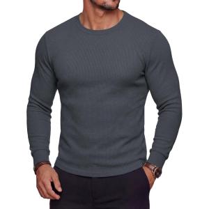 image:imageMAGCOMSEN Mens Thermal Shirts Long Sleeve Waffle Underwear Top Cold Weather Base Layer Winter Warm UndershirtsDark Grey
