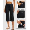 image:imageMAGCOMSEN Womens Cotton Capri Pants with 5 Pockets Yoga Wide Leg Capris Loose Casual Lounge Workout Capri SweatpantsBlack