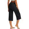 image:imageMAGCOMSEN Womens Cotton Capri Pants with 5 Pockets Yoga Wide Leg Capris Loose Casual Lounge Workout Capri SweatpantsBlack