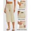 image:imageMAGCOMSEN Womens Cotton Capri Pants with 5 Pockets Yoga Wide Leg Capris Loose Casual Lounge Workout Capri SweatpantsLight Apricot