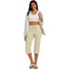 image:imageMAGCOMSEN Womens Cotton Capri Pants with 5 Pockets Yoga Wide Leg Capris Loose Casual Lounge Workout Capri SweatpantsLight Apricot