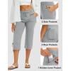 image:imageMAGCOMSEN Womens Cotton Capri Pants with 5 Pockets Yoga Wide Leg Capris Loose Casual Lounge Workout Capri SweatpantsLight Grey