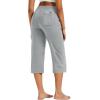 image:imageMAGCOMSEN Womens Cotton Capri Pants with 5 Pockets Yoga Wide Leg Capris Loose Casual Lounge Workout Capri SweatpantsLight Grey