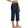 image:imageMAGCOMSEN Womens Cotton Capri Pants with 5 Pockets Yoga Wide Leg Capris Loose Casual Lounge Workout Capri SweatpantsNavy Blue