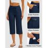 image:imageMAGCOMSEN Womens Cotton Capri Pants with 5 Pockets Yoga Wide Leg Capris Loose Casual Lounge Workout Capri SweatpantsNavy Blue