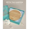 imageEZVALO Birthday Gifts for Women Music Table Lamp with Wireless Charger 4 in 1 Touch Bedside Lamp Bluetooth Speaker Phone Holder Dimmable LED Night Lights Gifts for Women Men Dad MomWood Grain