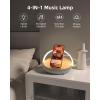 imageEZVALO Birthday Gifts for Women Music Table Lamp with Wireless Charger 4 in 1 Touch Bedside Lamp Bluetooth Speaker Phone Holder Dimmable LED Night Lights Gifts for Women Men Dad MomWood Grain
