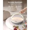 imageEZVALO Birthday Gifts for Women Music Table Lamp with Wireless Charger 4 in 1 Touch Bedside Lamp Bluetooth Speaker Phone Holder Dimmable LED Night Lights Gifts for Women Men Dad MomGrey White